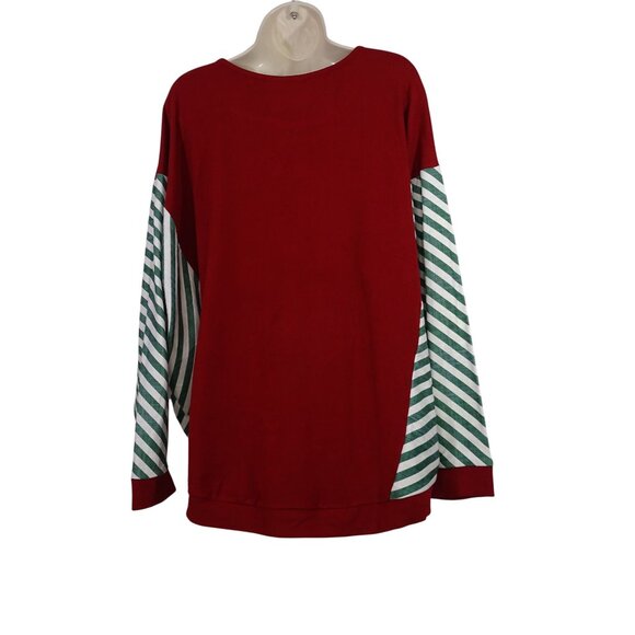 Nuggles Burgundy Red Green Striped Knit Top Women Plus Size 3X Long Sleeve NEW - Picture 3 of 9